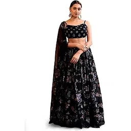 purvaja Women's Georgette Lehenga Choli Semi-Stitched-picture-26