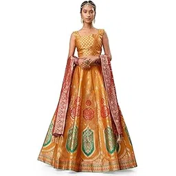 purvaja Women's Jacquard Semi-Stitched Lehenga choli(Khwab)-picture-20