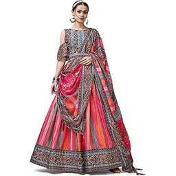 purvaja Women's Silk Chinoon Semi-Stitched Lehenga Choli Printed Fabric Set (5-Prn-Lhn)-picture-12