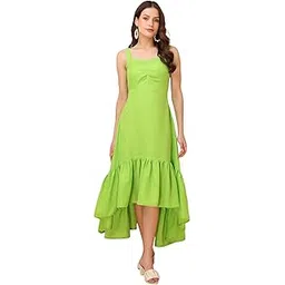 purvaja Women’s V-Neck Ruffle Cotton Blend Dress (Floe-052-054)-picture-21