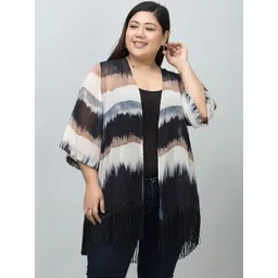 PURYS PLUS Women Printed Tasselled Longline Shrug-picture-28