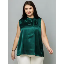PURYS PLUS Women Tie-Up Neck Satin Top-picture-18