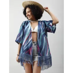 PURYS Aqua Blue Printed Shrug-picture-46