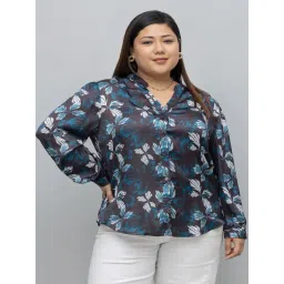 PURYS Black & Blue Regular Fit Floral Print Shirt-picture-19