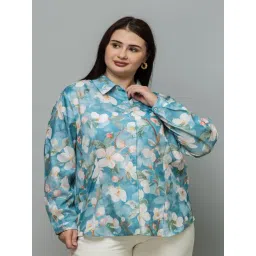 PURYS Blue Floral Print Shirt-picture-12