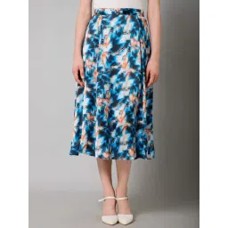 PURYS Blue Printed Skater Skirt-picture-17