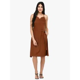 PURYS Brown A-Line Dress-picture-17
