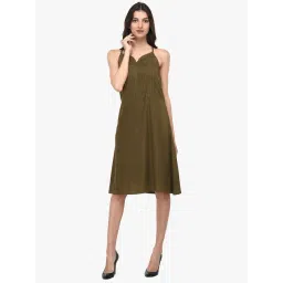 PURYS Green A-Line Dress-picture-16