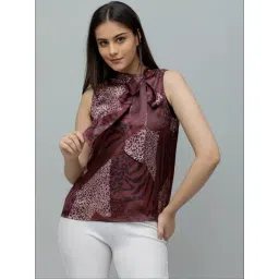 PURYS Maroon Printed Top-picture-30