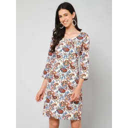 PURYS Multicolored Printed Shift Dress-picture-14