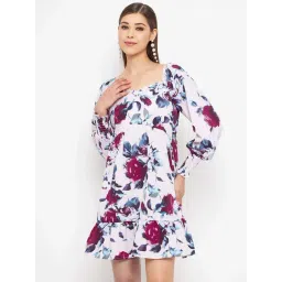 PURYS Pink Printed A-Line Dress-picture-32