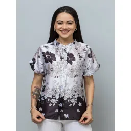 PURYS White & Black Regular Fit Floral Print Shirt-picture-20