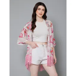 PURYS White & Pink Printed Kimono image 3