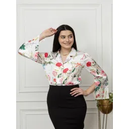 PURYS White Regular Fit Floral Print Shirt-picture-25