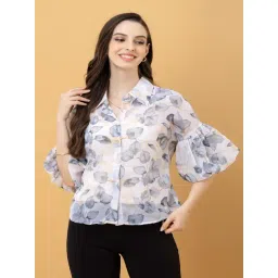 PURYS White Regular Fit Floral Print Shirt-picture-23