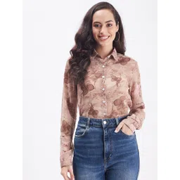 PURYS Women Beige Smart Printed Casual Shirt-picture-18