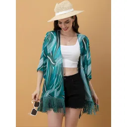 PURYS Women Printed Kimono Style Shrug with Fringed-picture-11