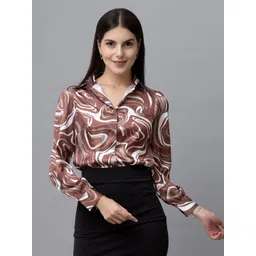 PURYS Women Printed Satin Regular Fit Shirt-picture-24