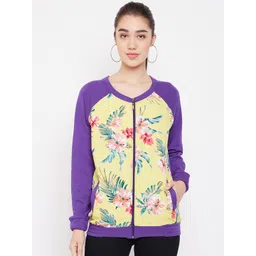 PURYS Women Purple Printed Bomber Jacket-picture-38