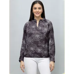 PURYS WORKSPACE Floral Print Satin Top-picture-25