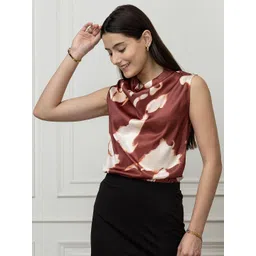 PURYS WORKSPACE Print Cowl Neck Satin Top-picture-28
