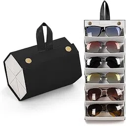 pushkh Sunglasses Organizer Box 6-Slot, Multiple Travel Foldable Case, Eyeglasses Hanging Storage Case for Men Women (Multicolor)-picture-35