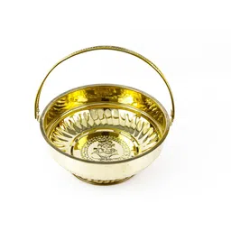 putrika Traditional Handcrafted Brass Flower basket for Pooja/Worship -brass flower basket Brass Flower Basket-picture-11