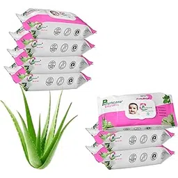 Putuncare Baby Wipes with 99% Pure Water – 80 Wipes per Pack (Pack of 7, Total 560 Wipes) | Aloe Vera & Cucumber | pH Balanced, Paraben-Free-picture-30