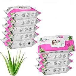 Putuncare Baby Wipes with 99% Pure Water – 80 Wipes per Pack (Pack of 9, Total 720 Wipes) | Aloe Vera & Cucumber | pH Balanced, Paraben-Free-picture-50