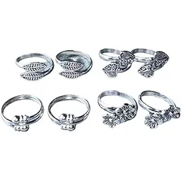 pv jewels Women & Girls Metal Fancy Glossy finish Toe Ring Adjustable Bichiya/Leg Finger Ring_Combo_4 (A_C_P_110798_Silver)-picture-20