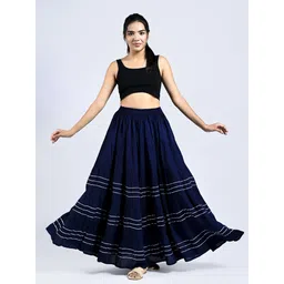 pwc Women Embellished Flared Blue Skirt-picture-20