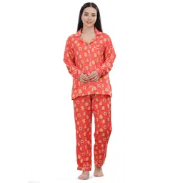 Pyjama Party Women Printed Lapel Collar Night suit-picture-25