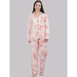 Pyjama Party Women Printed Lapel Collar Night suit-picture-26
