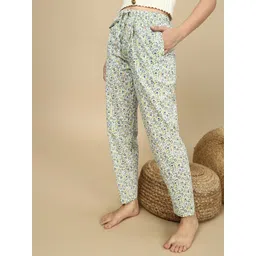 PYNK Floral Printed Cotton Mid-Rise Lounge Pants-picture-29