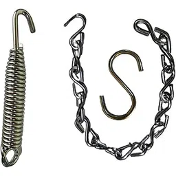 Q1 Beads Metal Hammock Chair Swing Jhula Hanging Accessories Spring Hooks & Chain Combo_2 (2 Feet Chain,1 Spring,1 S Hook, Chrome)-picture-29