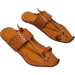 QADUMI Kolhapuri Chappal for Men Stylish | Leather Slippers | Kolapuri Chapal (Tan)-picture-49
