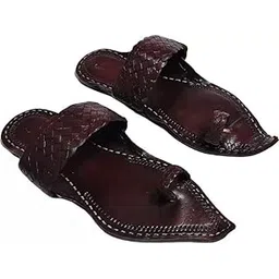 QADUMI Kolhapuri Chappal for Men Stylish|kolapuri chapal Men|Mens Kolhapuri chappals|Men Leather Slippers|Slippers for Men|Chappal Men Stylish (Brown)-image-4