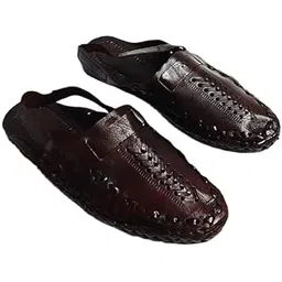 Qadumi Men's Kolhapuri Sandal Stylish, Flat Fashion & Ethnic MK_115 (Brown Color)-image-24