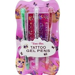 QALAM KAARI Fancy Non Toxic Tattoo Gel Pen Pack Glitter Pen for Kids, Washable Tattoo Gel Pens,Best For Birthday Return Gift For Kids Pack Of 3 Pens-picture-14