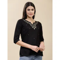 QAZMI Pashmina Work Aari Embroidered Kurti-picture-10