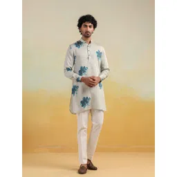 QB MEN Floral Printed Mandarin Collar Straight Kurta-picture-23