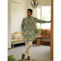 QB MEN Men Floral Printed Festive Straight Kurta-picture-38