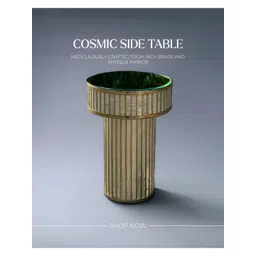 Qdore Home Beige & Transparent Glass & Metal Round Bedside Table-picture-17