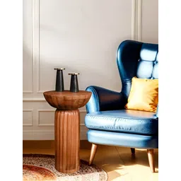 Qdore Home Brown Wooden Round Bedside Table-picture-23