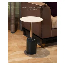 Qdore Home Green & White Marble & Metal Round Bedside Table-picture-27