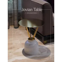 Qdore Home Jovian White & Yellow Metal & Marble Bedside Table-picture-22