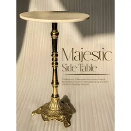 Qdore Home Majestic White & Yellow Textured Metal Bedside Table-picture-34