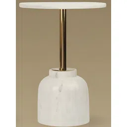 Qdore Home White Marble & Metal Round Bedside Table-picture-21