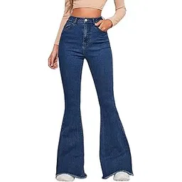 qeboo Collection Flared Fit Boot Cut High Waist Jeans for Women-picture-15