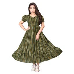 QENA Tie and Dye Dyed Puff Sleeve Tiered Georgette Fit & Flare Maxi Dress-picture-20